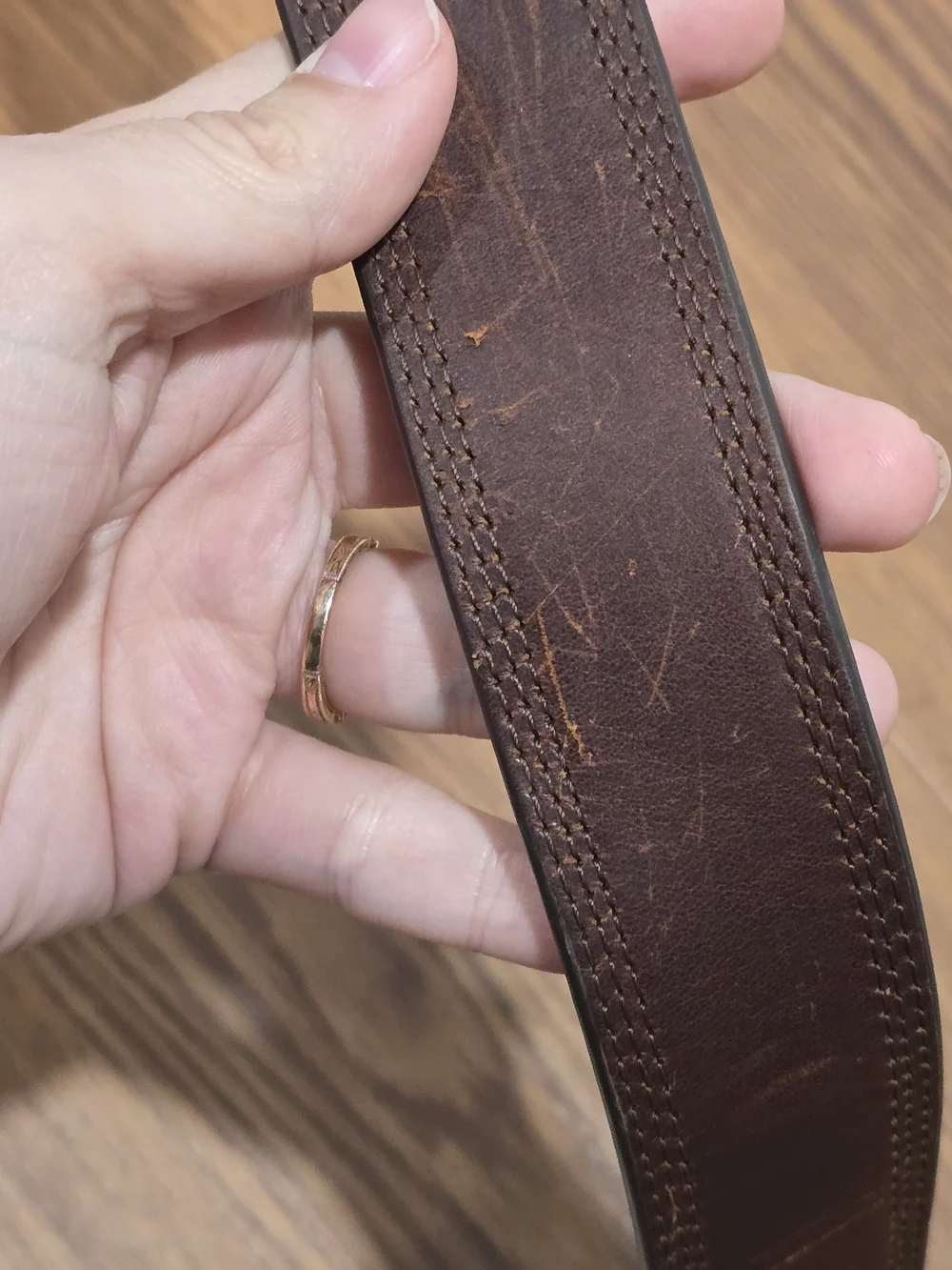 Ariat Dark Brown Leather Belt with Crumrine Silver and Gold Western Buckle 36